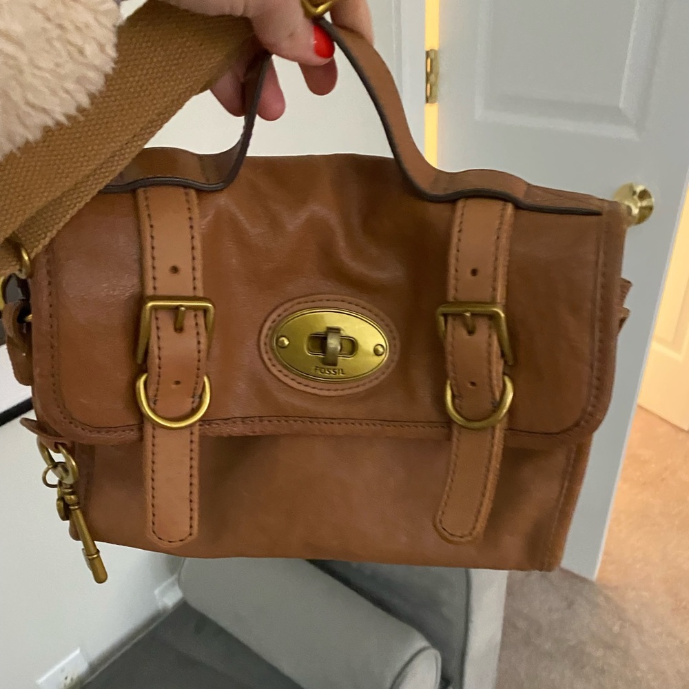 Fossil Camel Leather Satchel